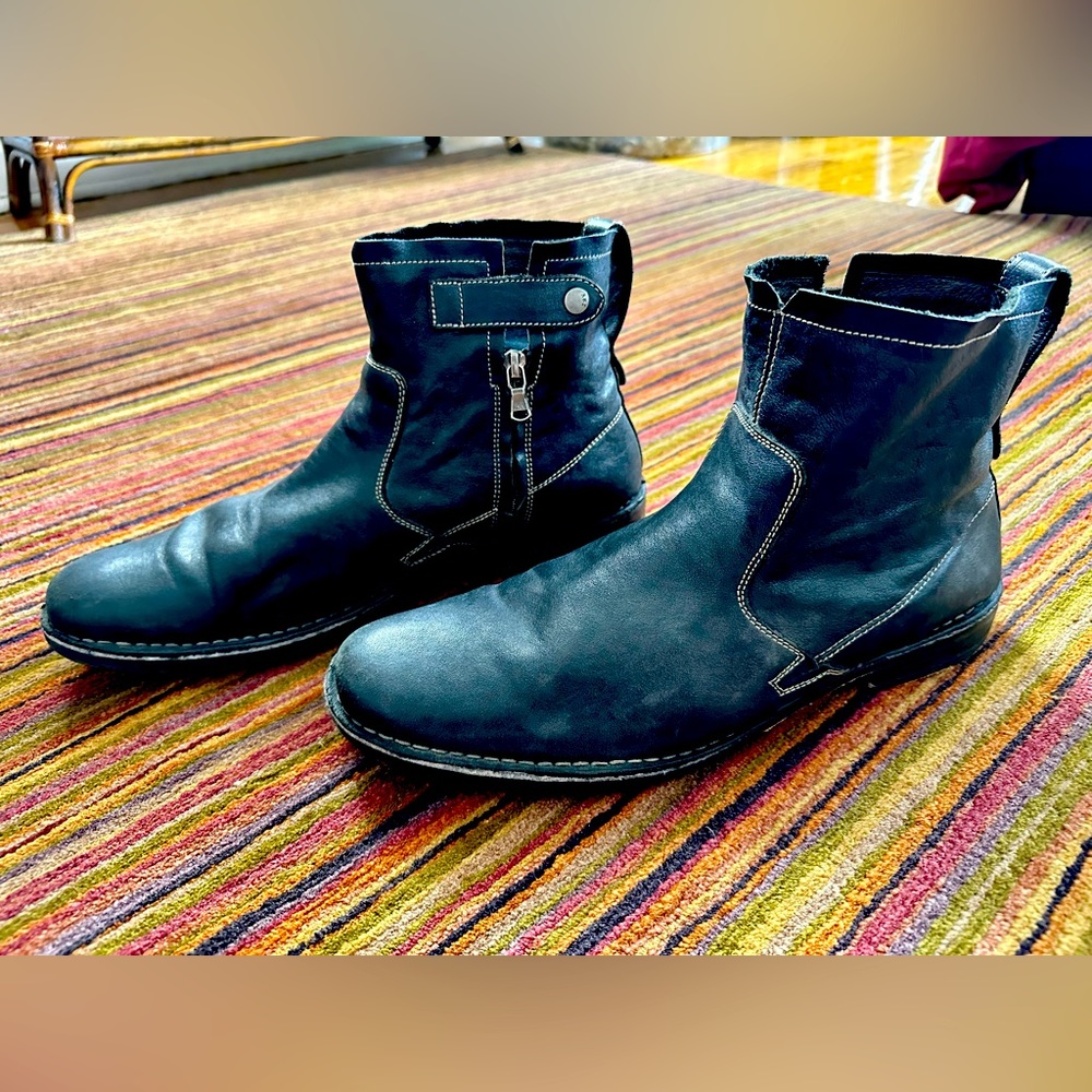 JOHN VARVATOS STAR DRIGGS Black Chukka Zip Buckle Ankle Chelsea Boot